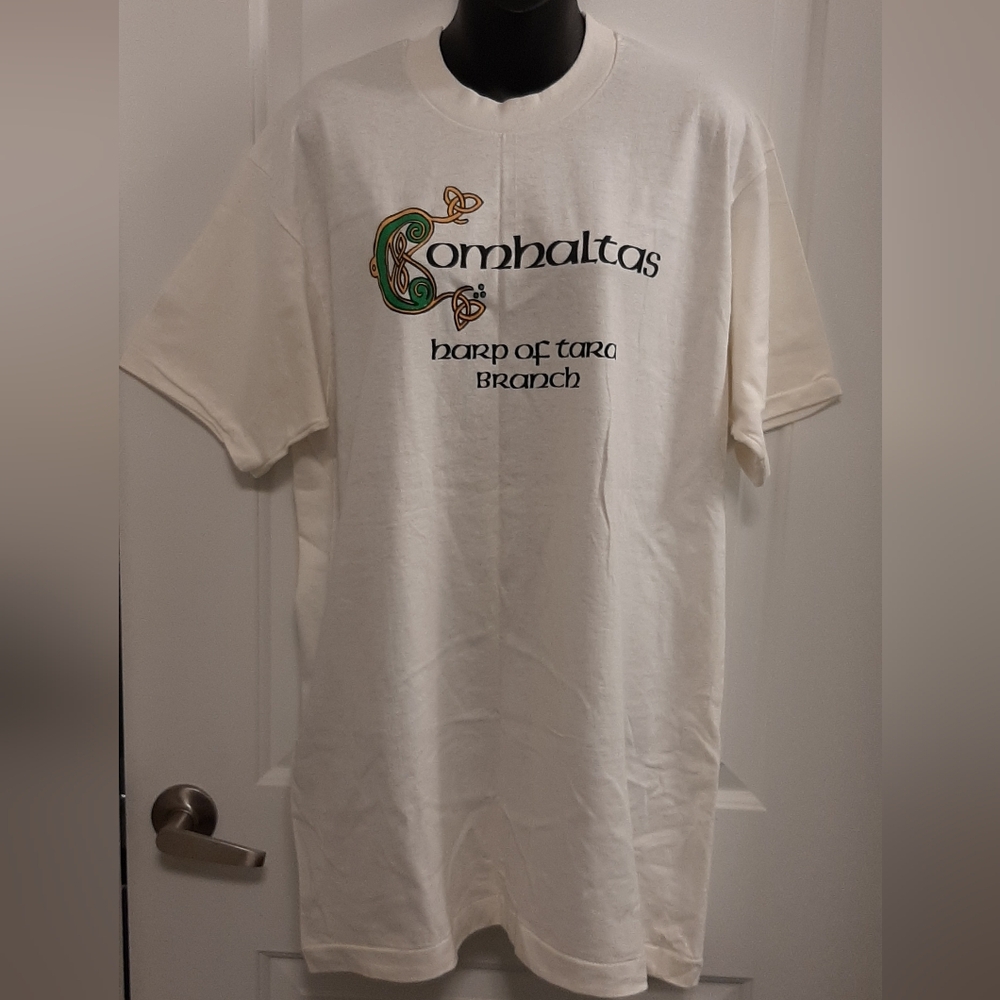 Vintage Single Stitch T-Shirt Comhaltas Harp of Tara Branch XL Fruit of the Loom